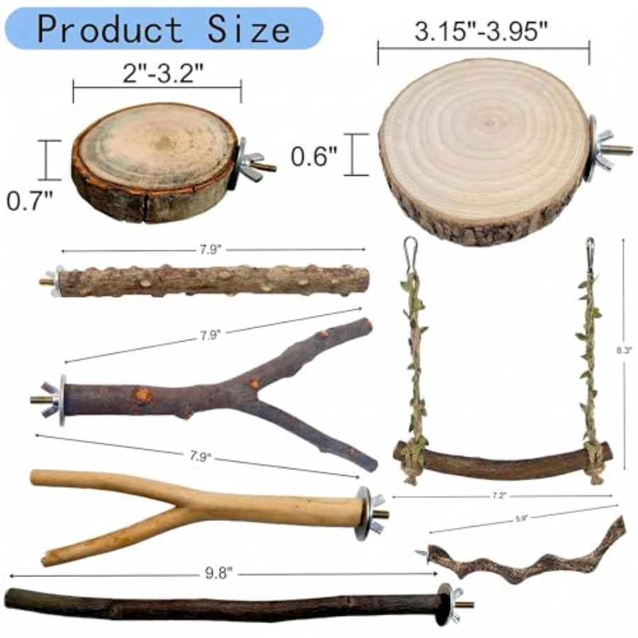 8PCS natural wood bird perches - đánh giá và giá Health & Wellness Waiver Indiana