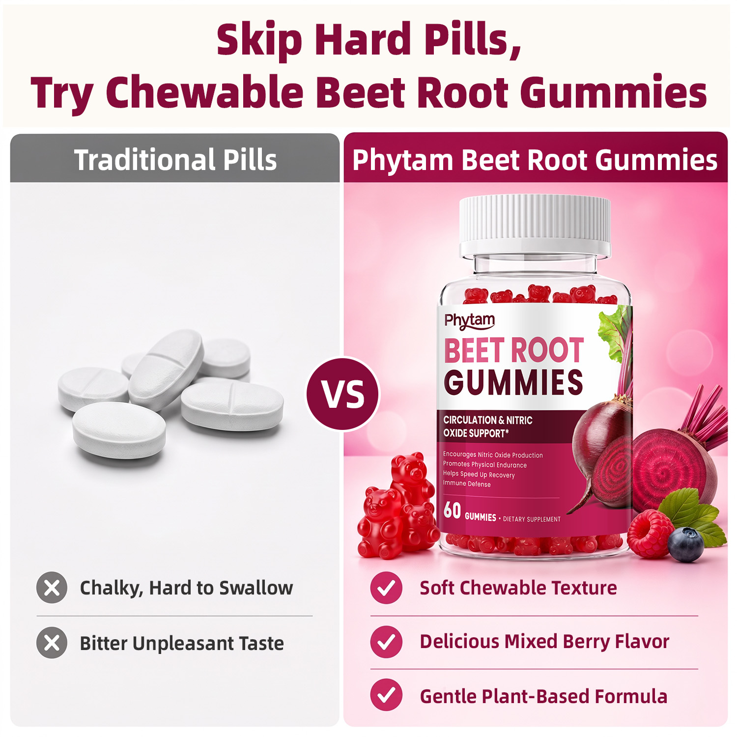 Beetroot Supplement, Antioxida - đánh giá và giá Health Wellness Gummies